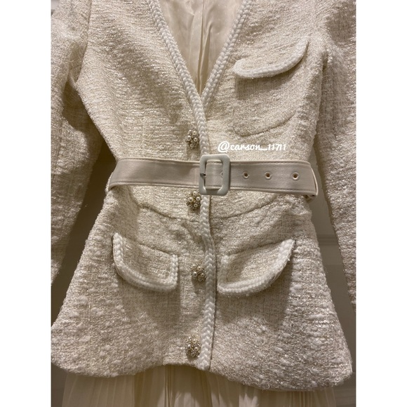 NEW Self Portrait Tweed Boucle Belted Dress US4 - Picture 6 of 16